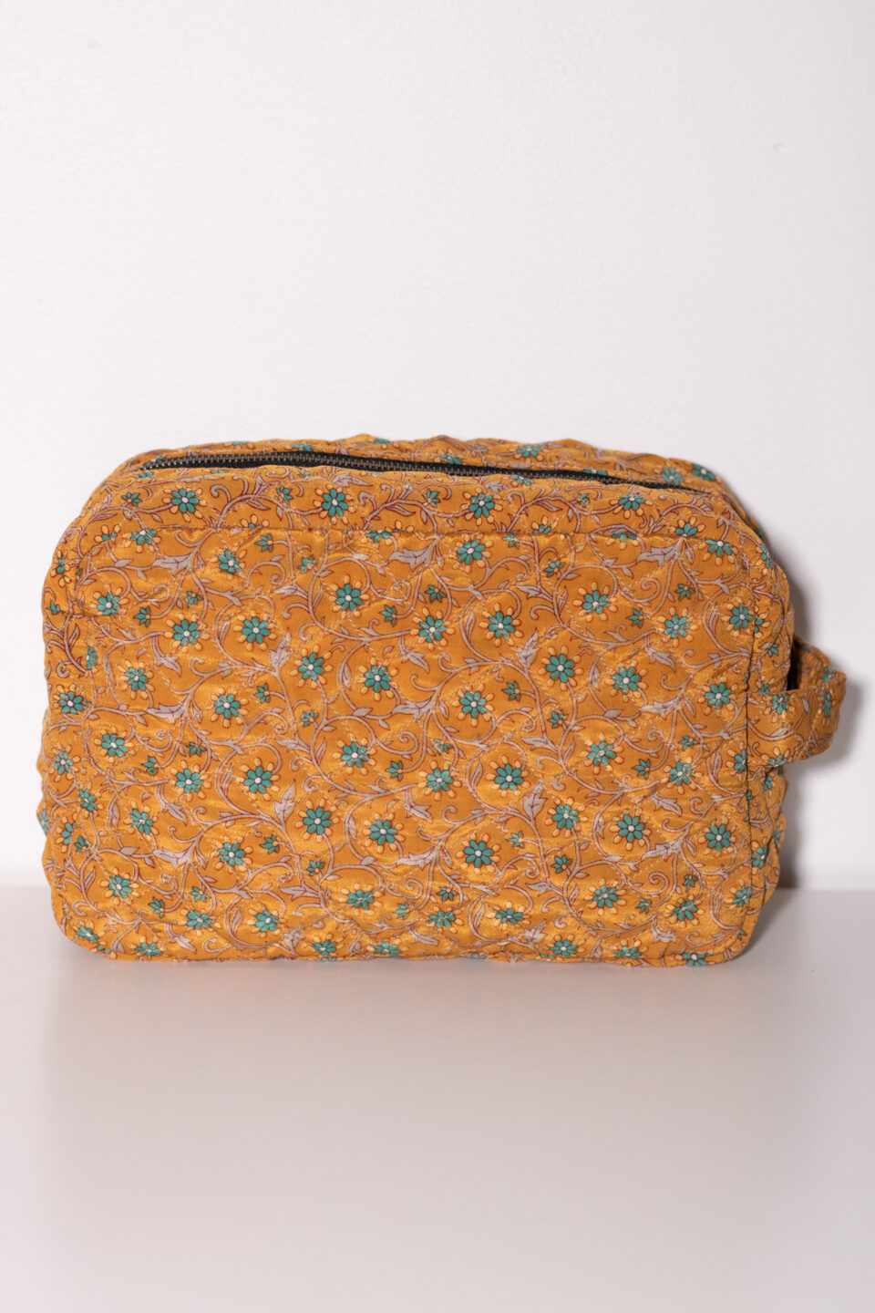 Upcycled Silk Sari Travel Pouch - Orange